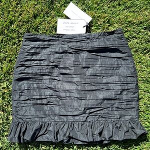 Zara Woman Ruched Ruffled Draped Black Mini Skirt Size L Eveningwear Collection